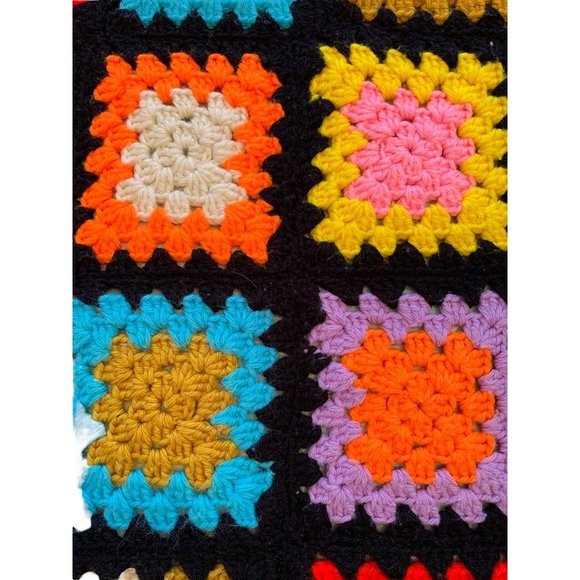 Vintage Handmade Granny Square Afghan Throw 54" Square - Picture 3 of 10
